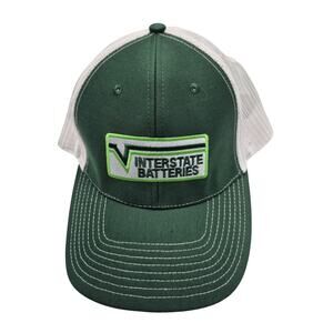 Interstate Batteries Green White Snapback Trucker Cap Mesh Back NEVER WORN
